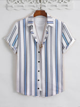 Blue and White Knitting Cotton Shirt