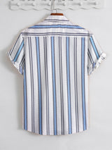 Blue and White Knitting Cotton Shirt