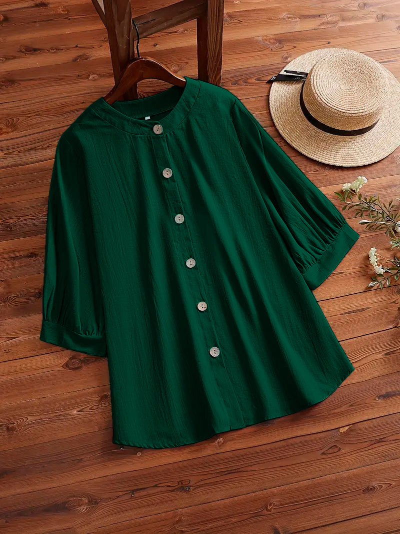 Green Plain Tunic Tops