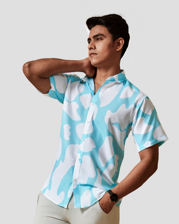 Sky Blue Abstract Printed Shirt