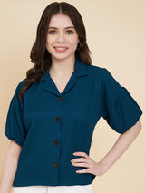 Blue Sugarcane Popcorn Textured Shirt