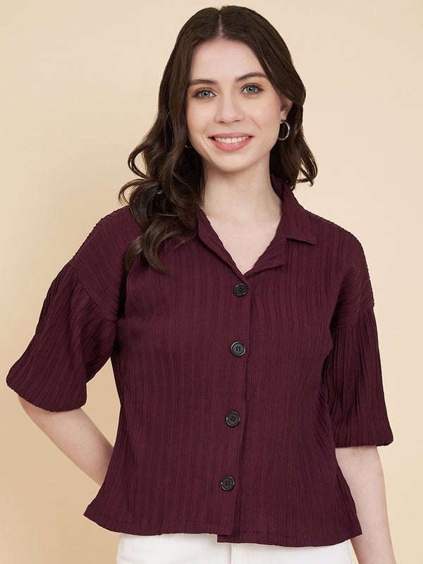 Maroon Sugarcane Popcorn Textured Shirt