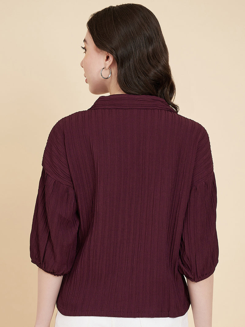 Maroon Sugarcane Popcorn Textured Shirt