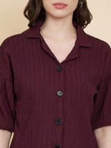 Maroon Sugarcane Popcorn Textured Shirt