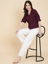 Maroon Sugarcane Popcorn Textured Shirt