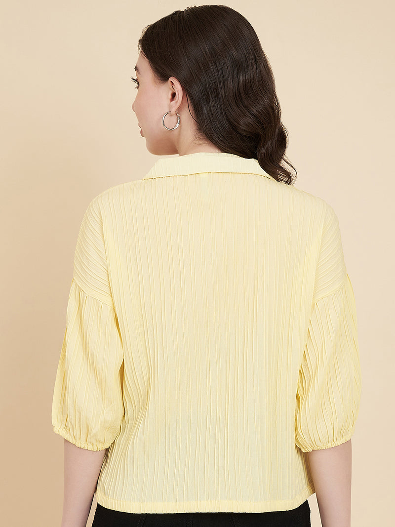 Yellow Sugarcane Popcorn Textured Shirt