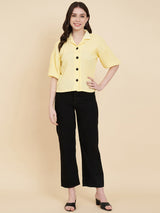 Yellow Sugarcane Popcorn Textured Shirt