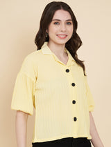 Yellow Sugarcane Popcorn Textured Shirt