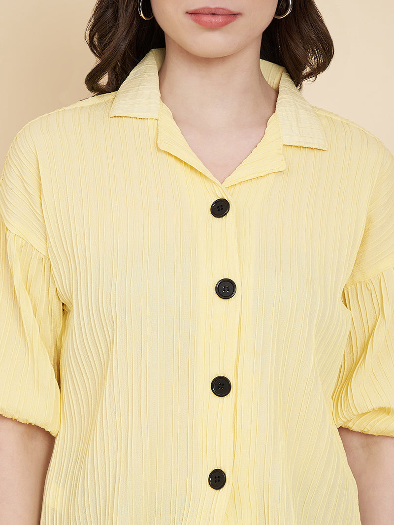 Yellow Sugarcane Popcorn Textured Shirt