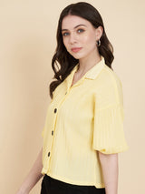 Yellow Sugarcane Popcorn Textured Shirt