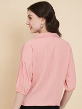 Peach Sugarcane Popcorn Textured Shirt