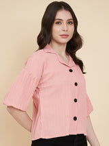 Peach Sugarcane Popcorn Textured Shirt