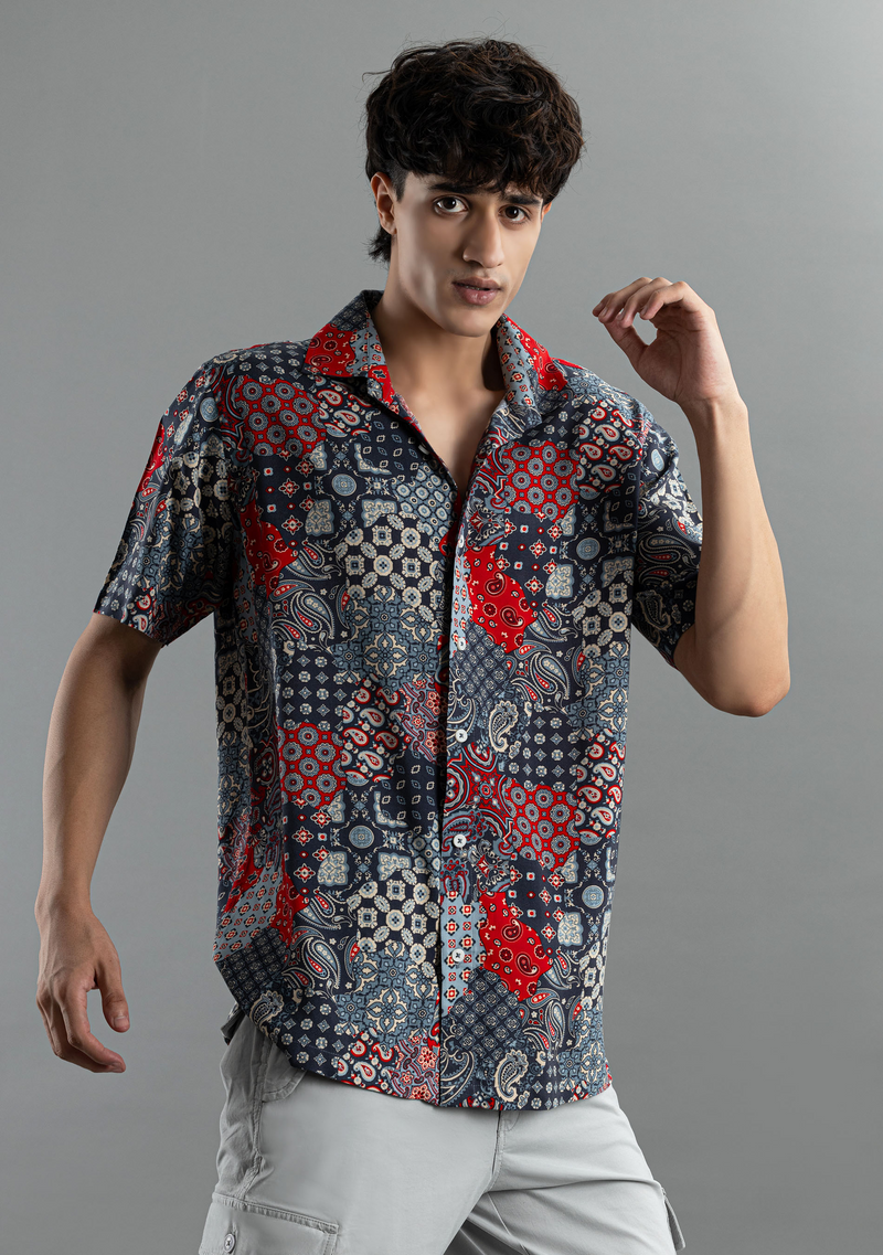 Multi-Pattern Print Shirt