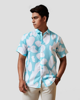 Sky Blue Abstract Printed Shirt