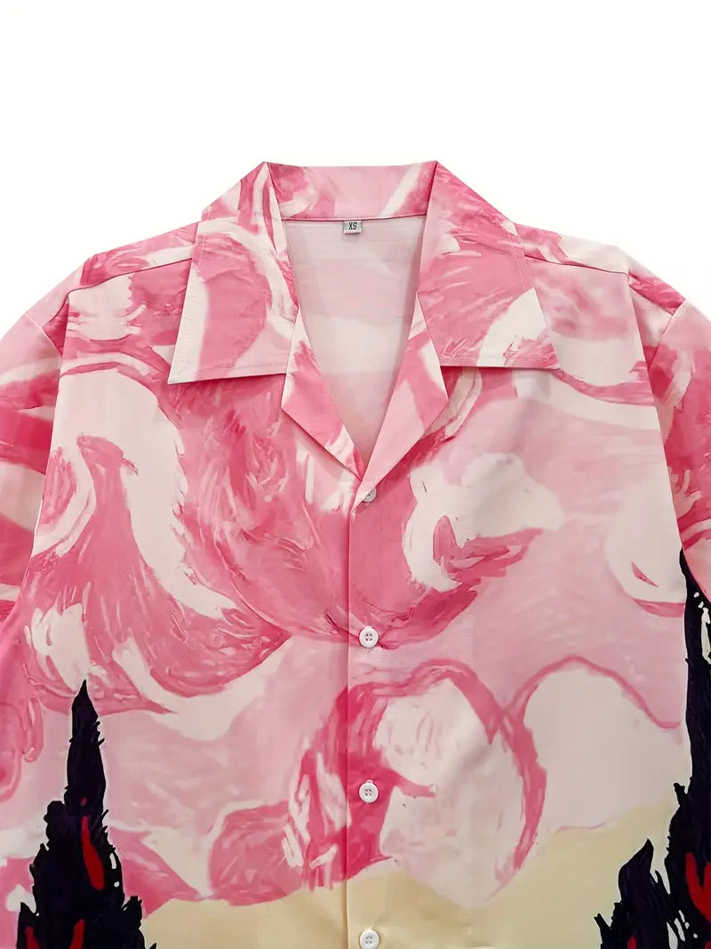 Men's Pink Floral Abstract Shirt