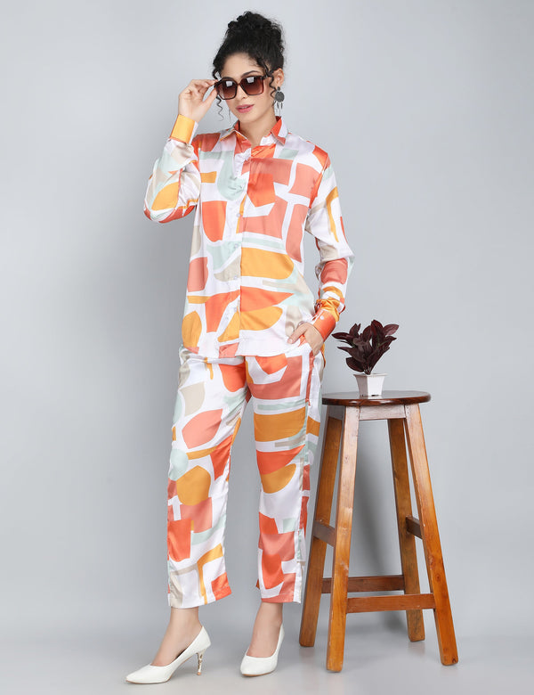Abstract Harmony Satin Co-Ord Set