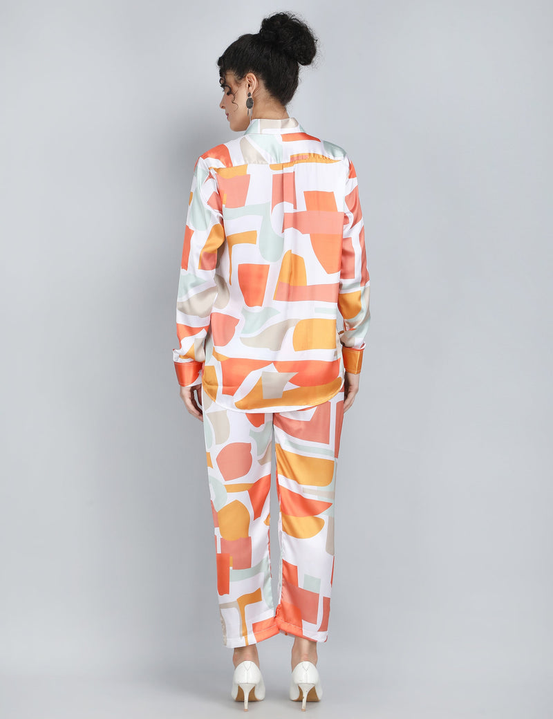 Abstract Harmony Satin Co-Ord Set
