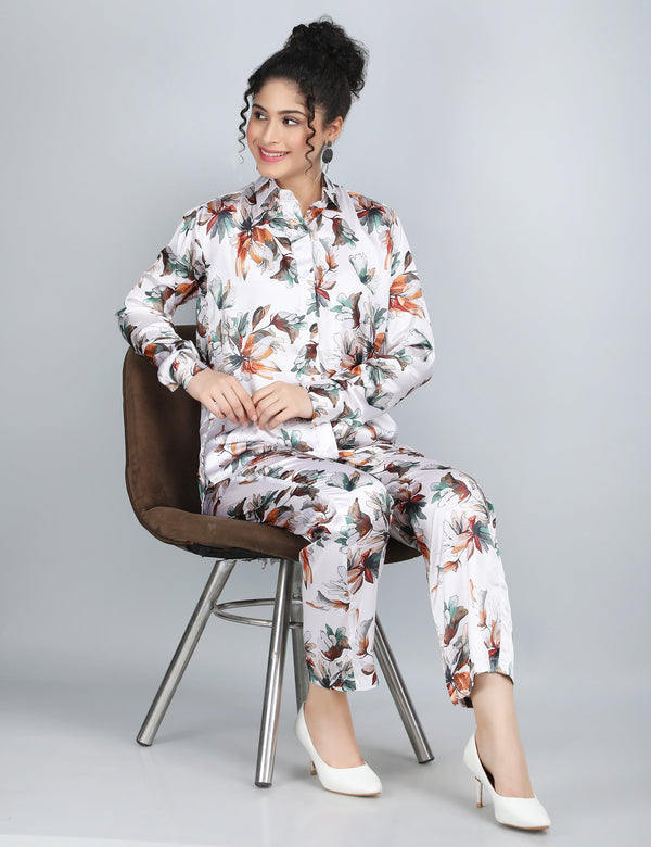 Floral Elegance Satin Co-Ord Set