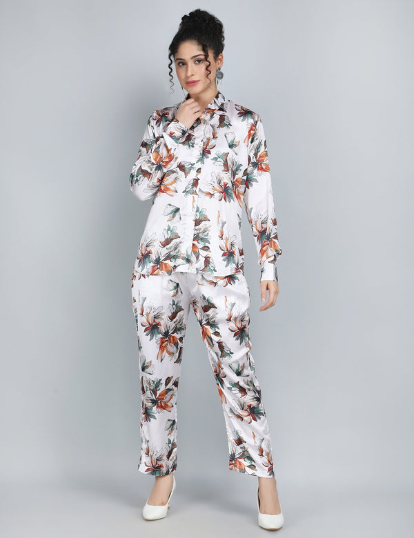 Floral Elegance Satin Co-Ord Set