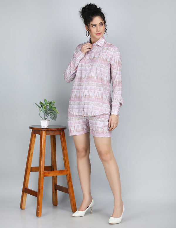Blush Abstract Print Linen Co-Ord Set