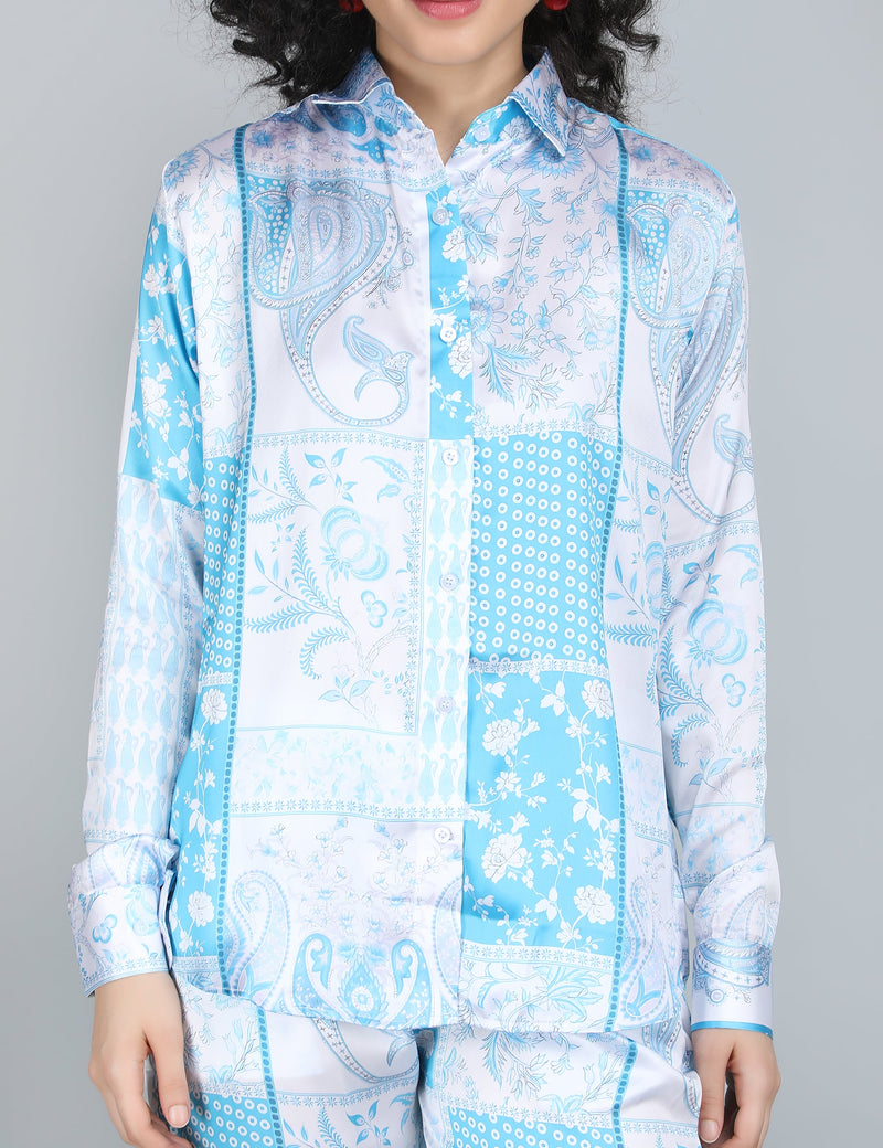 Azure Harmony Satin Co-Ord Set