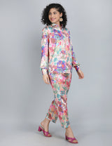 Vibrant Garden Satin Co-Ord Set