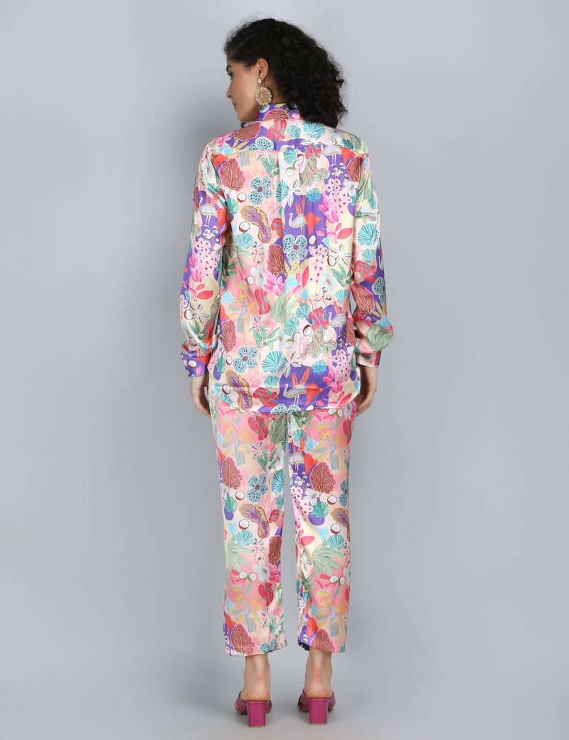 Vibrant Garden Satin Co-Ord Set