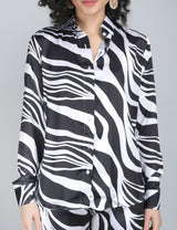 Black & White Zebra Print Satin Co-Ord Set