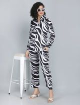 Black & White Zebra Print Satin Co-Ord Set