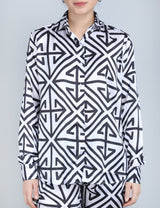 Bold Geometric Print Satin Co-Ord Set