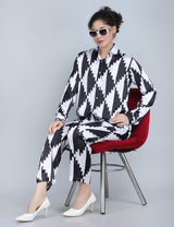 Monochrome Zigzag Satin Co-Ord Set