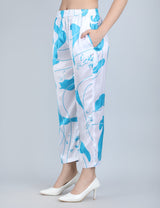 Blue Abstract Print Satin Co-Ord Set