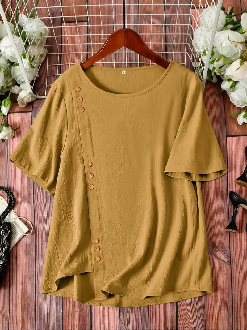 Mustard Yellow Plain Tunic Tops