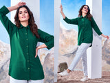 Green Long Plain Shirt