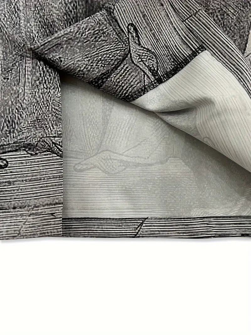 Men's Casual Last Supper Print Button-Up Shirt