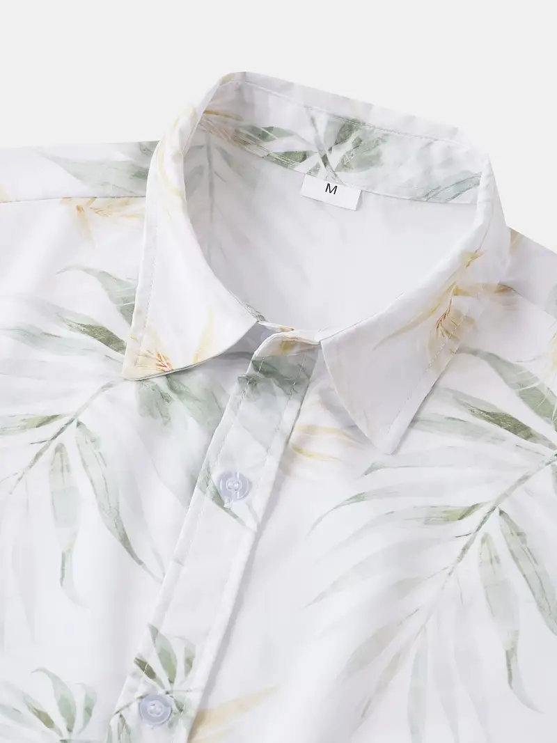 Tropical Leaf Printed Short Sleeve Shirt