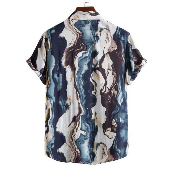 Ink Ripple Pattern Print Short Sleeve Shirt