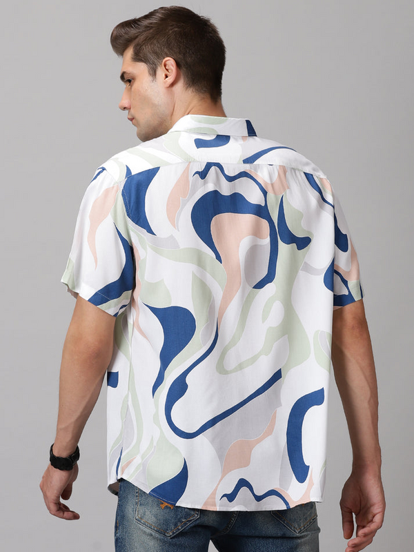 Abstract Print White Shirt