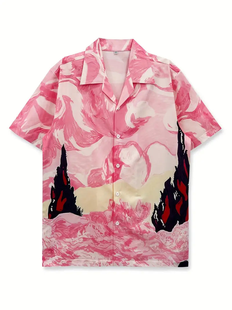 Men's Pink Floral Abstract Shirt