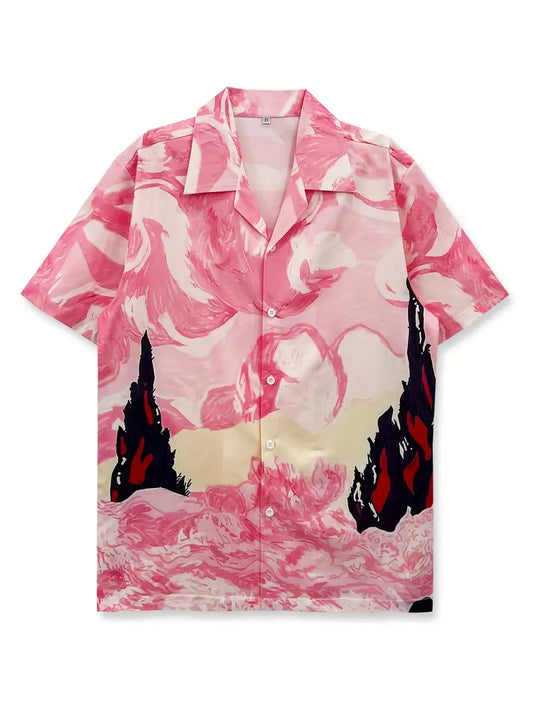 Men's Pink Floral Abstract Shirt