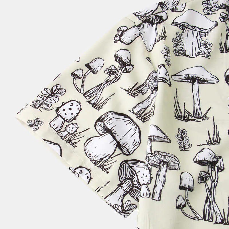 Mushroom Printed Short Sleeve Shirt