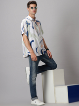 Abstract Print White Shirt