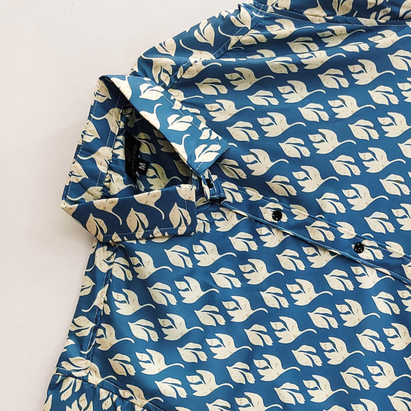 Blue Sanganeri Leaf Printed Shirt