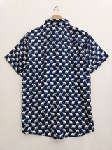 Navy Blue Sanganeri Camel Print Shirt