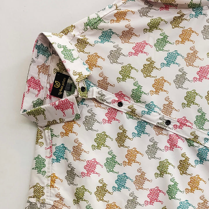 Multicolor Sanganeri Camel Printed Shirt