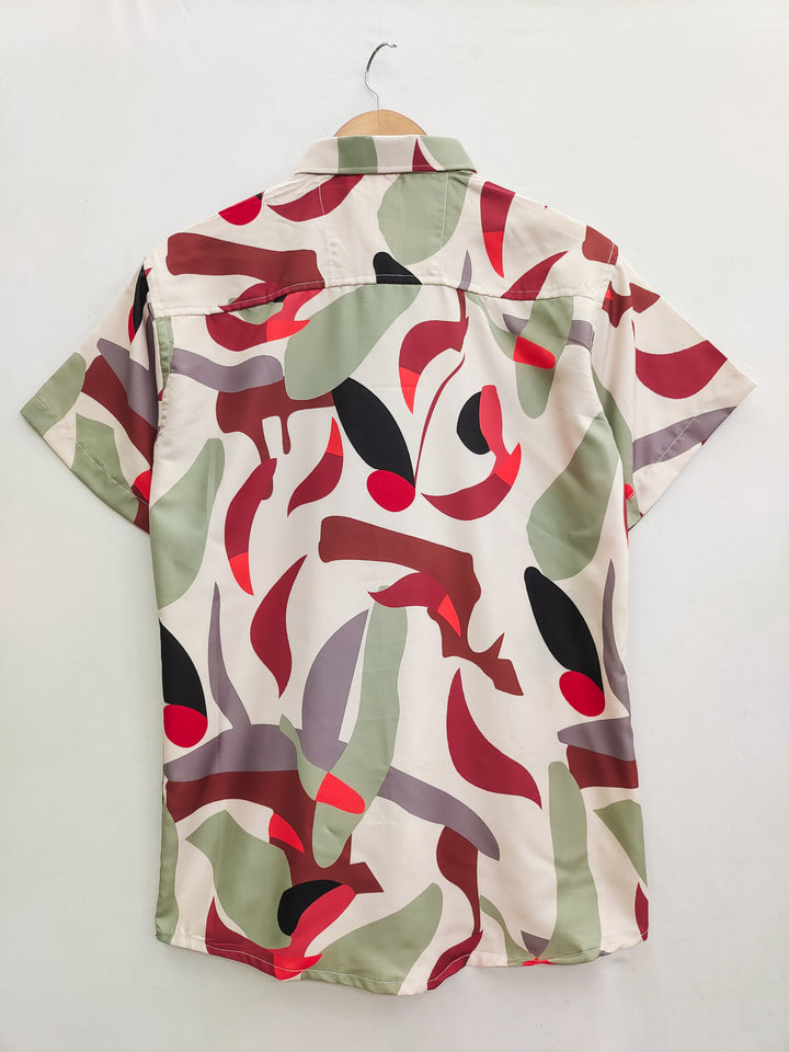 Abstract Print Off White Shirt