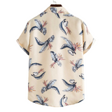 Men's Leaf Print Casual Short Sleeve Shirt