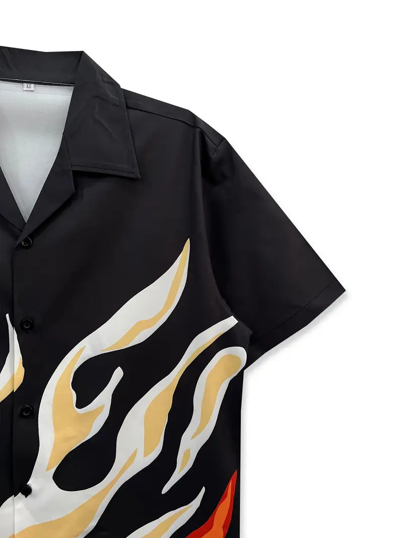 Men's Casual Flame Pattern Shirt