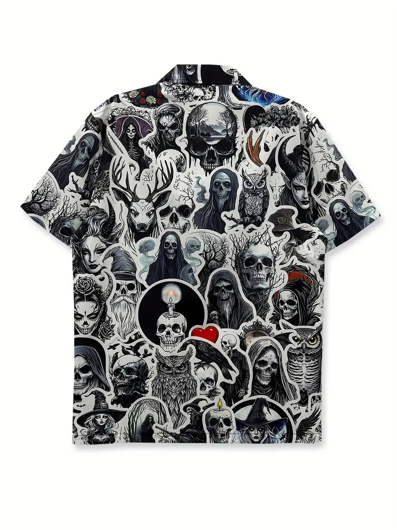 Men'S Skull Print Casual Shirt