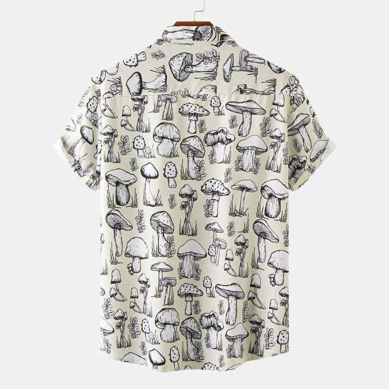 Mushroom Printed Short Sleeve Shirt